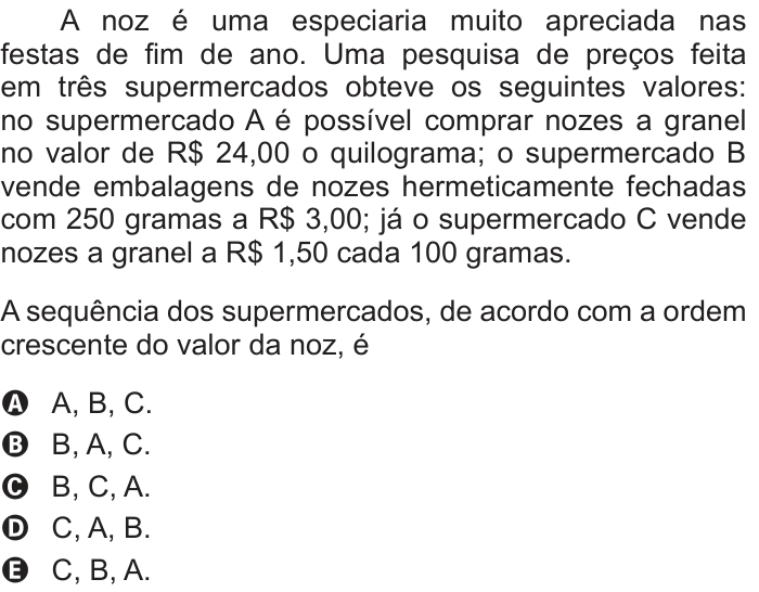 Questão 140 no caderno Cinza do ENEM PPL 2012
