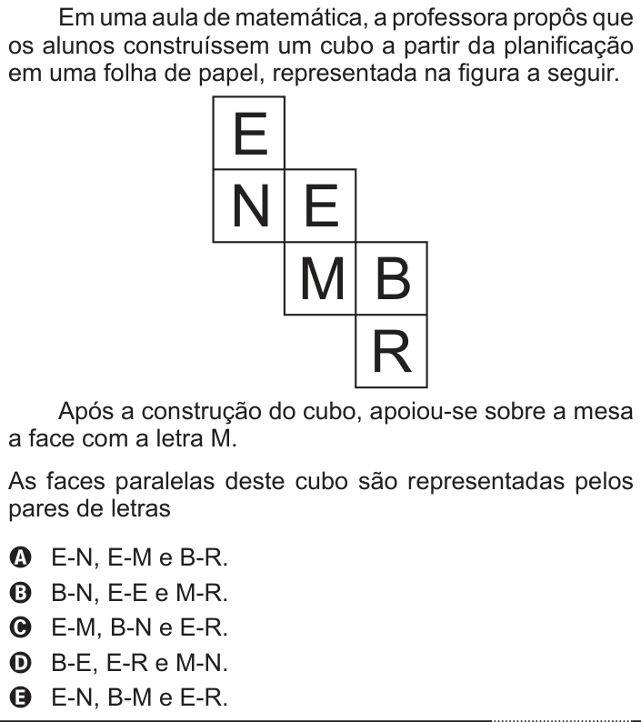Questão 144 no caderno Cinza do ENEM PPL 2012