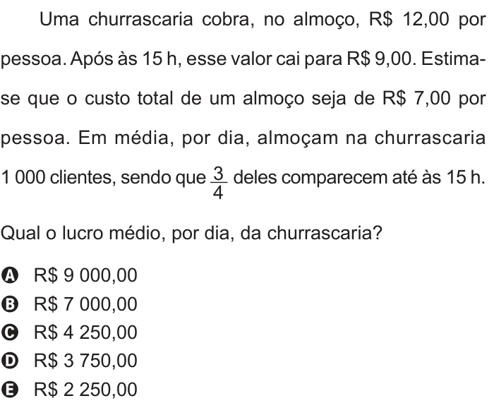 Questão 145 no caderno Cinza do ENEM PPL 2012