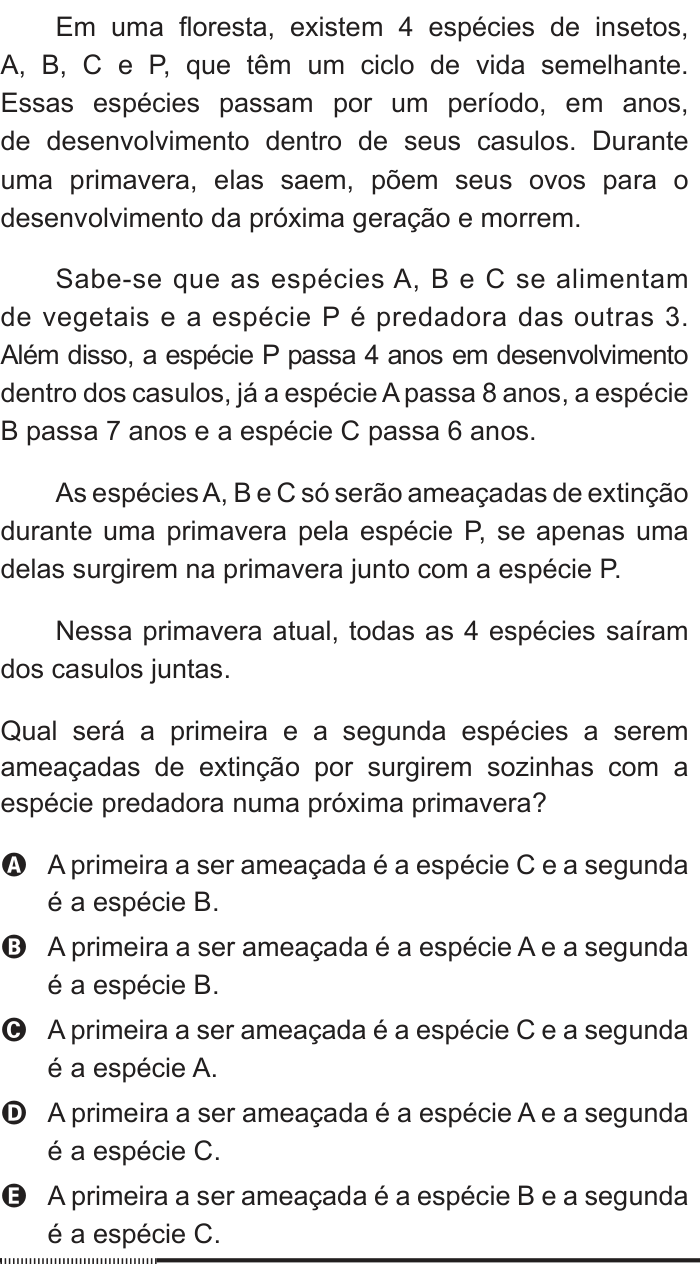 Questão 146 no caderno Cinza do ENEM PPL 2012