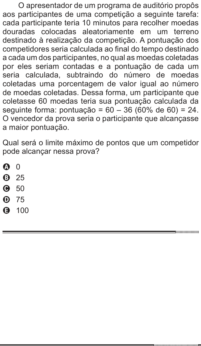 Questão 152 no caderno Cinza do ENEM PPL 2012