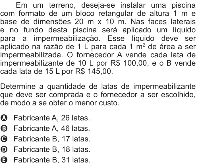 Questão 154 no caderno Cinza do ENEM PPL 2012
