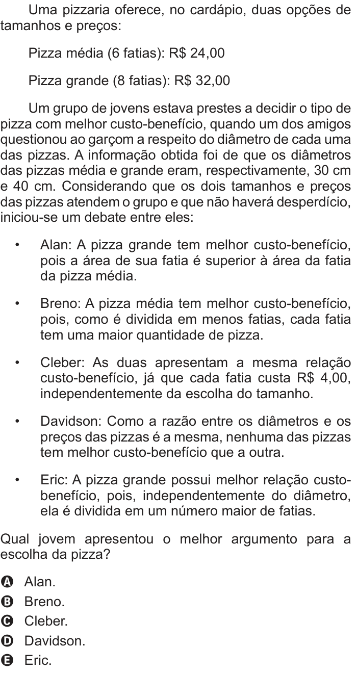 Questão 158 no caderno Cinza do ENEM PPL 2012