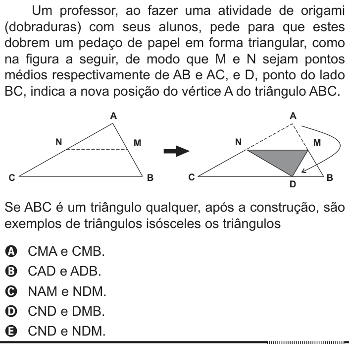 Questão 167 no caderno Cinza do ENEM PPL 2012
