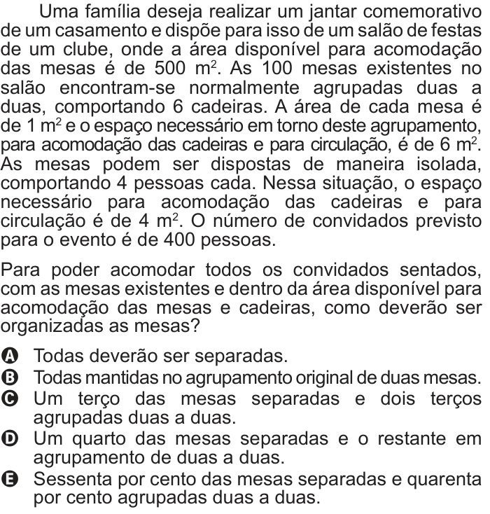 Questão 173 no caderno Cinza do ENEM PPL 2012