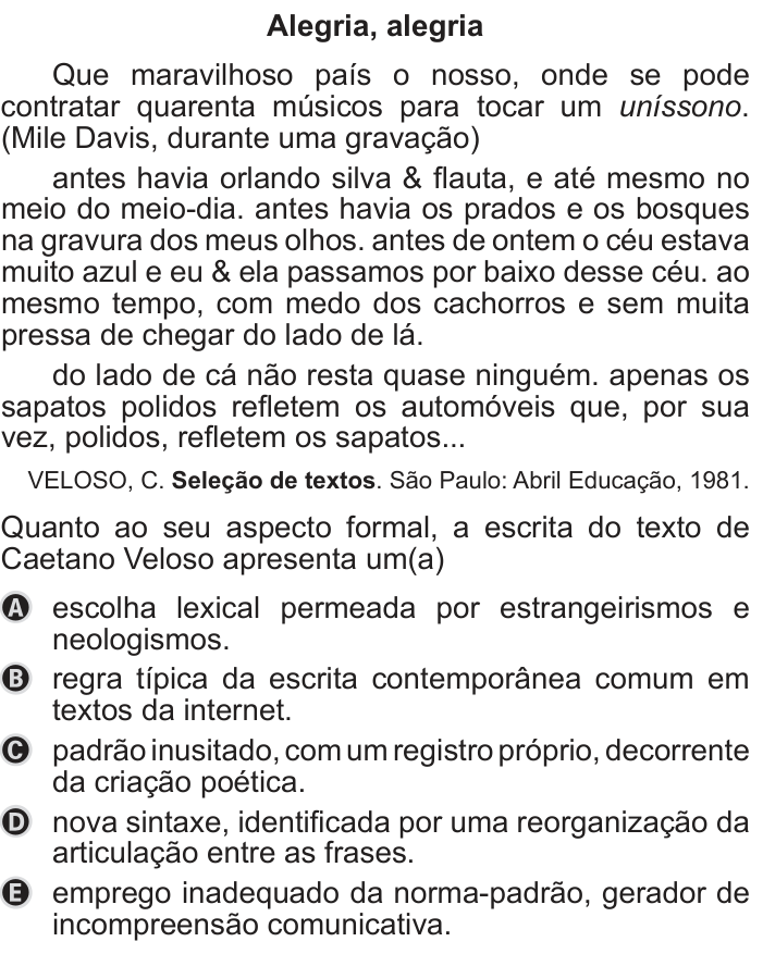 Questão 15 no caderno Azul do ENEM PPL 2019