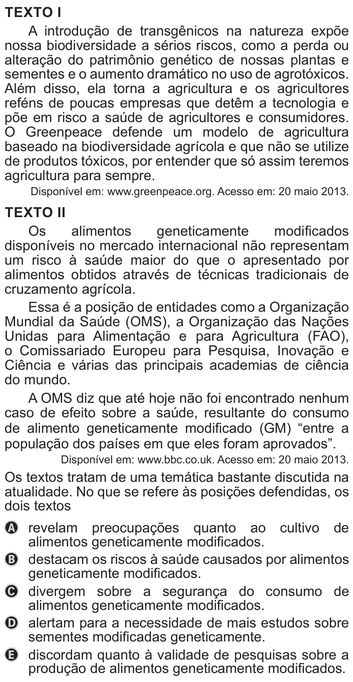 Questão 17 no caderno Azul do ENEM PPL 2019
