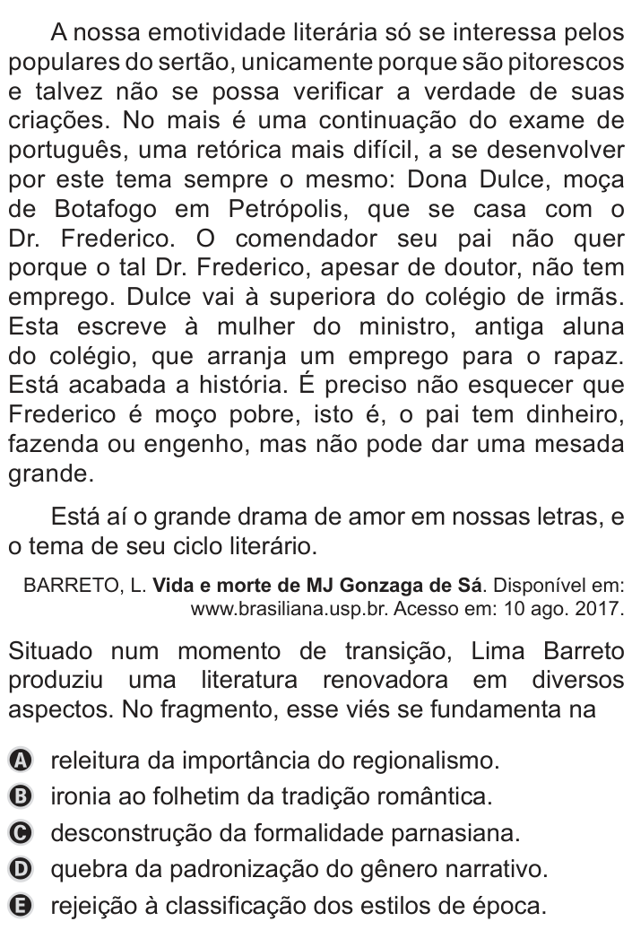 Questão 19 no caderno Azul do ENEM PPL 2019