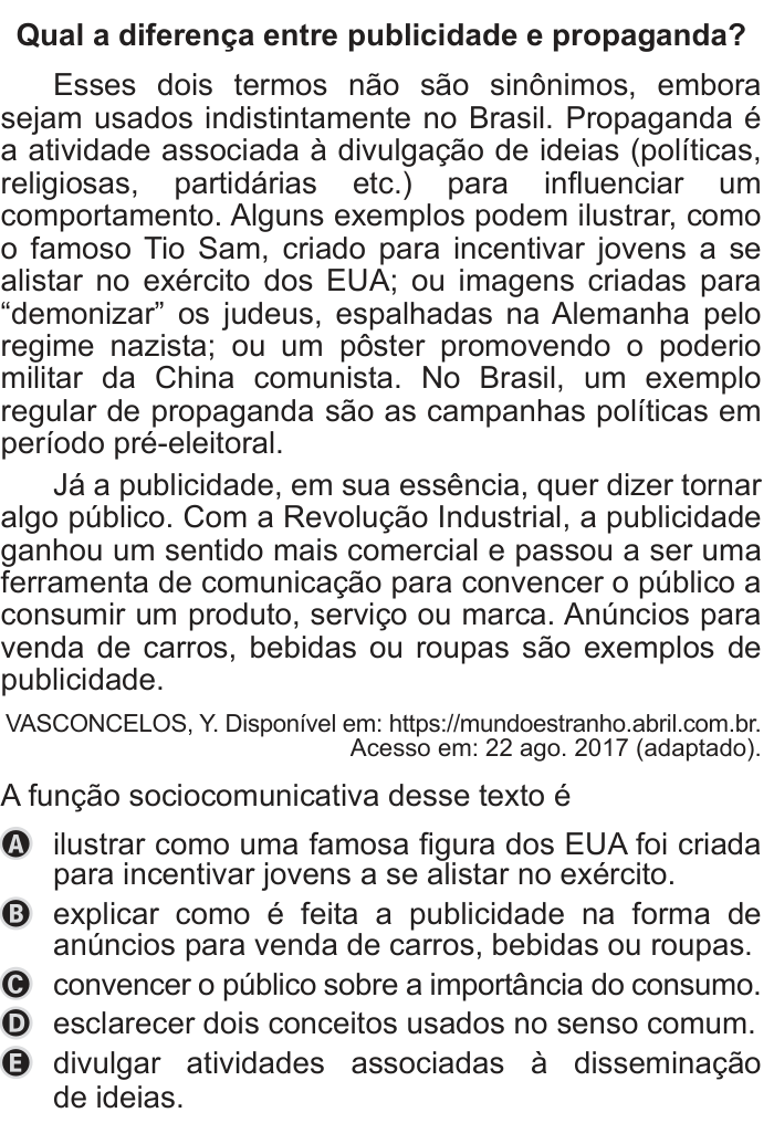 Questão 23 no caderno Azul do ENEM PPL 2019