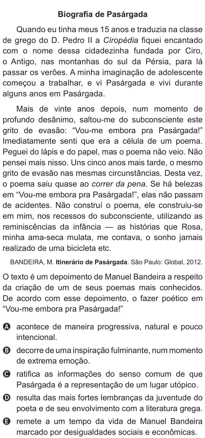 Questão 25 no caderno Azul do ENEM PPL 2019