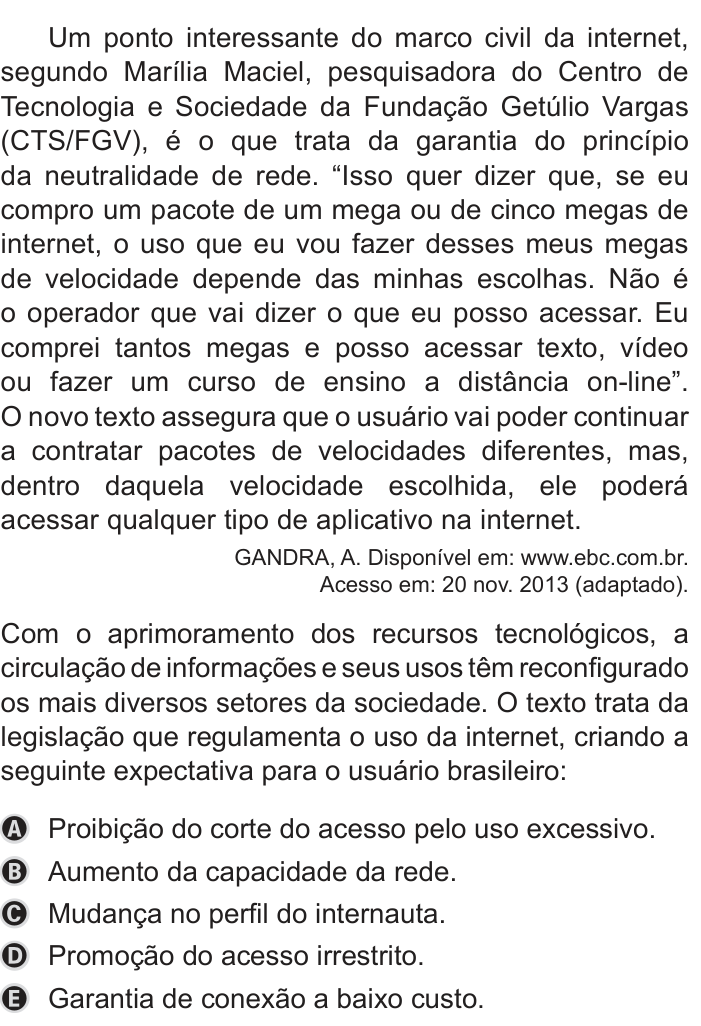 Questão 26 no caderno Azul do ENEM PPL 2019