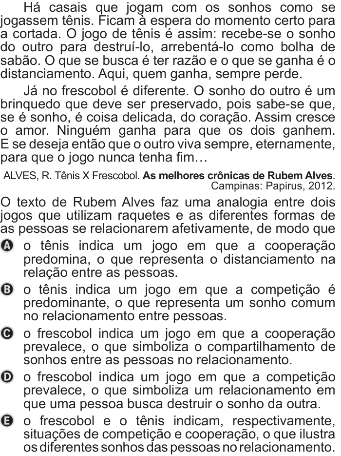 Questão 35 no caderno Azul do ENEM PPL 2019