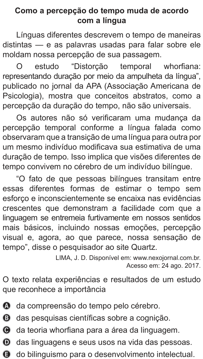 Questão 39 no caderno Azul do ENEM PPL 2019