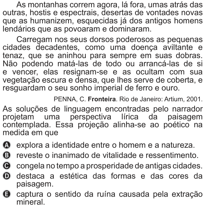 Questão 44 no caderno Azul do ENEM PPL 2019
