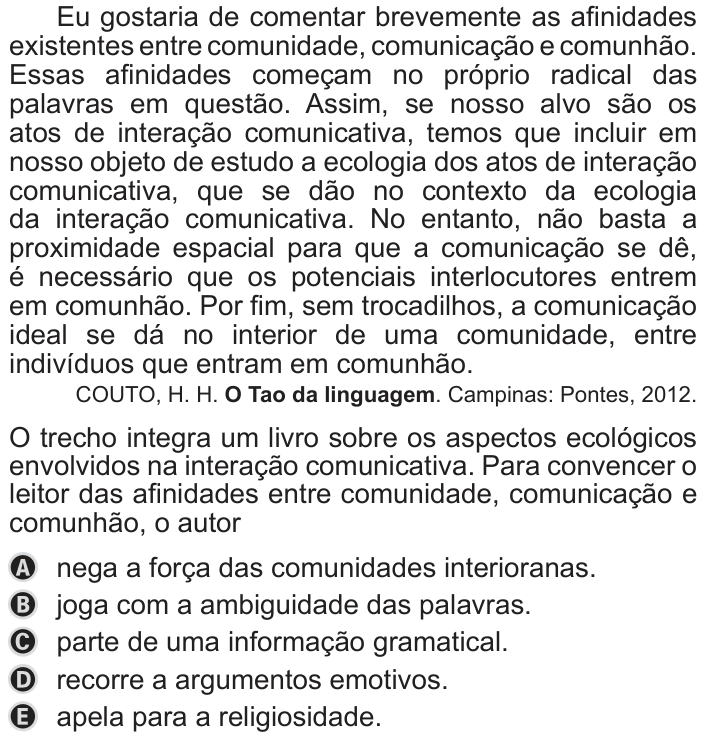 Questão 45 no caderno Azul do ENEM PPL 2019