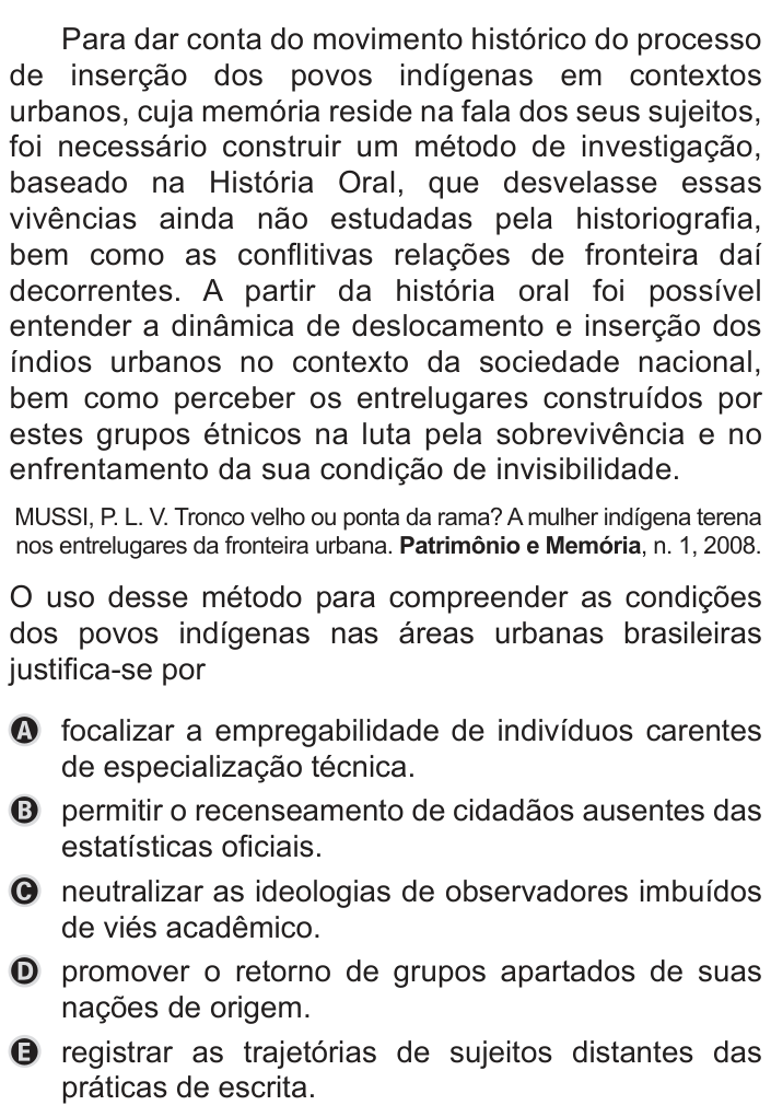 Questão 49 no caderno Azul do ENEM PPL 2019