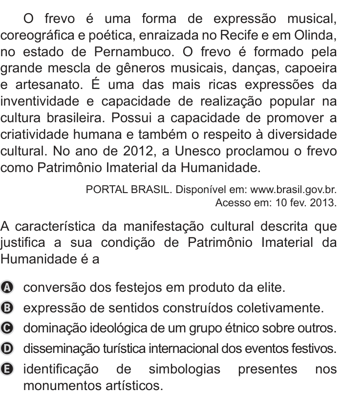 Questão 55 no caderno Azul do ENEM PPL 2019