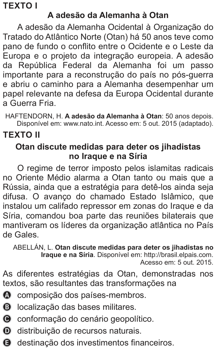 Questão 63 no caderno Azul do ENEM PPL 2019