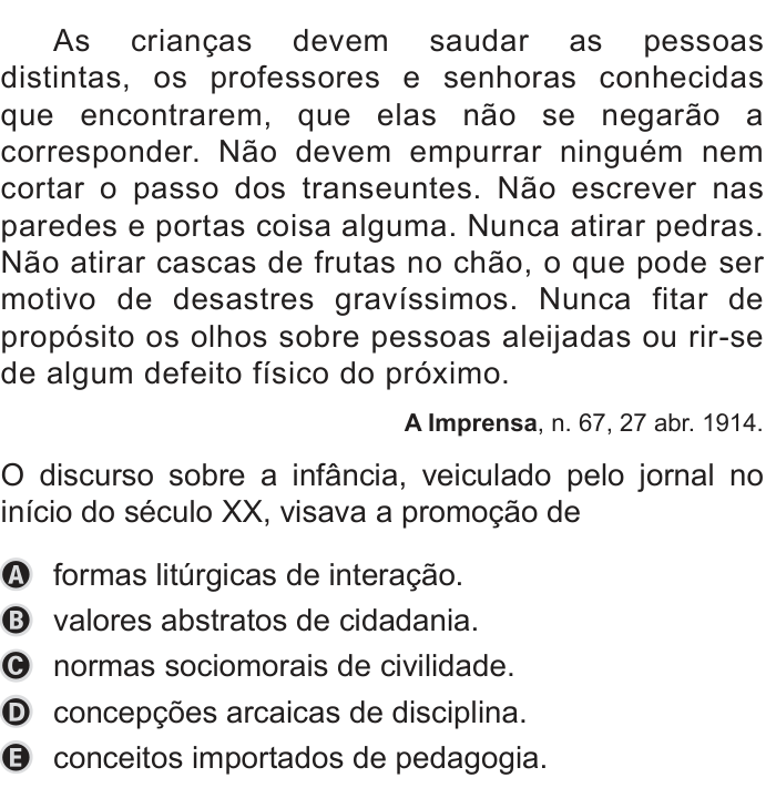 Questão 65 no caderno Azul do ENEM PPL 2019