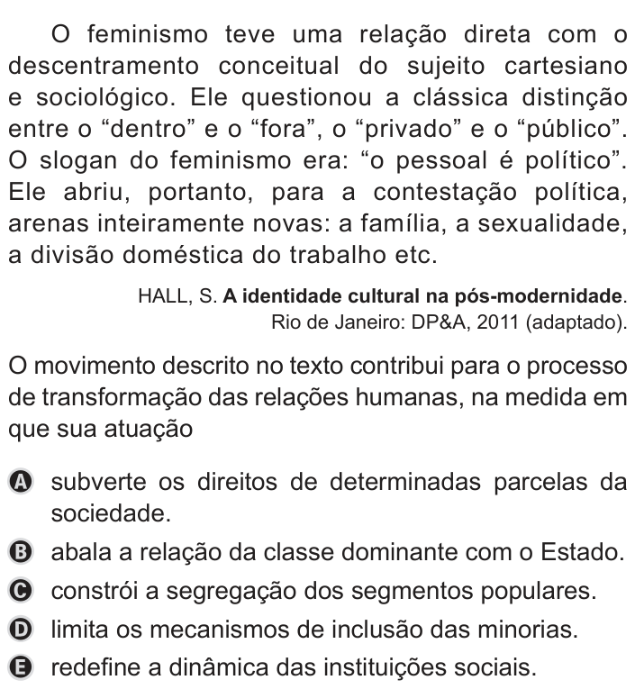 Questão 67 no caderno Azul do ENEM PPL 2019