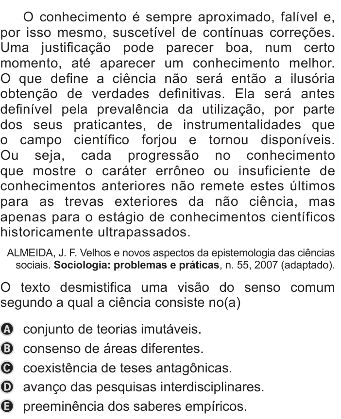 Questão 68 no caderno Azul do ENEM PPL 2019