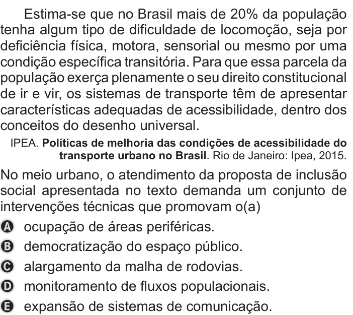 Questão 78 no caderno Azul do ENEM PPL 2019
