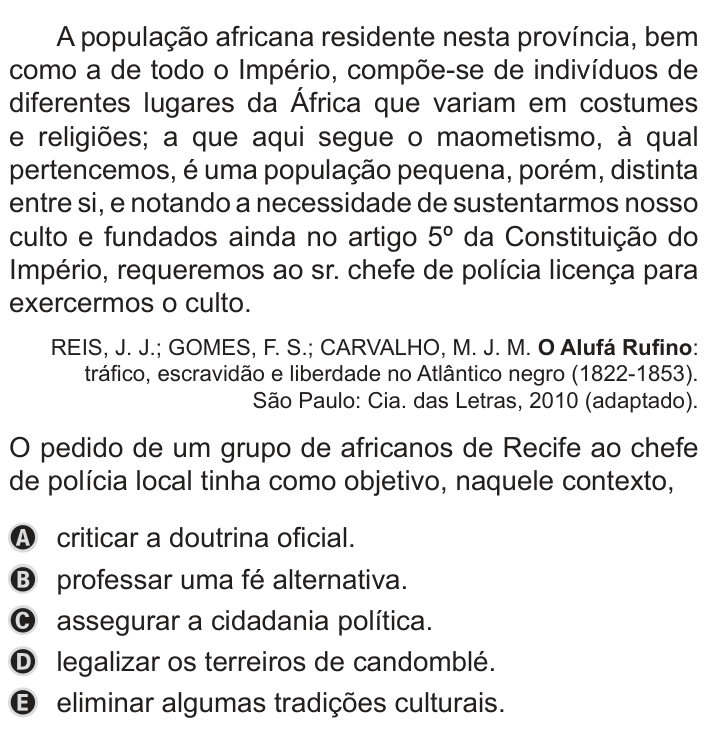 Questão 80 no caderno Azul do ENEM PPL 2019