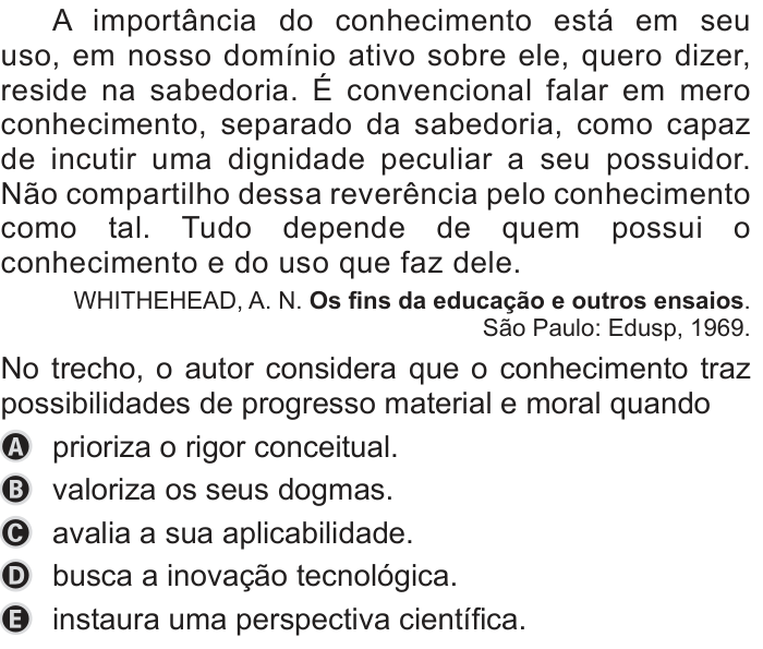 Questão 81 no caderno Azul do ENEM PPL 2019