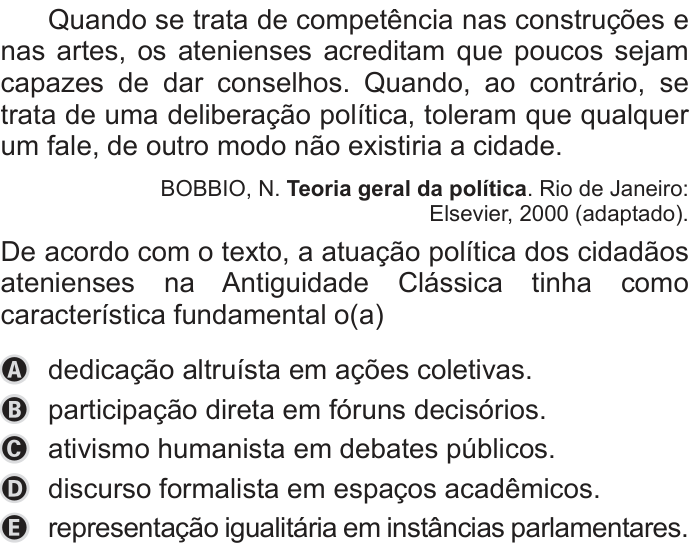 Questão 83 no caderno Azul do ENEM PPL 2019