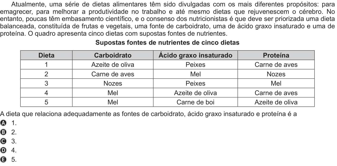 Questão 92 no caderno Azul do ENEM PPL 2019