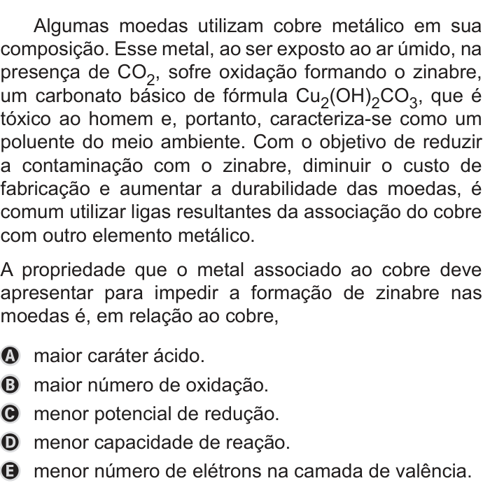 Questão 94 no caderno Azul do ENEM PPL 2019