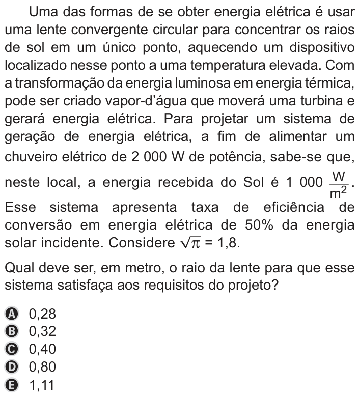 Questão 100 no caderno Azul do ENEM PPL 2019
