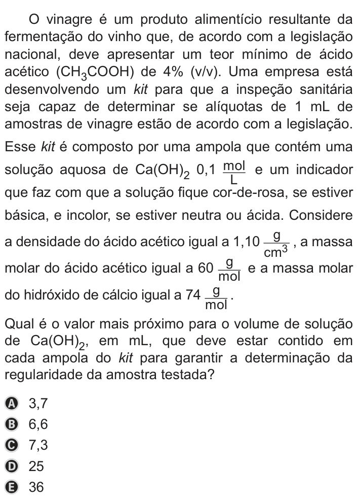 Questão 104 no caderno Azul do ENEM PPL 2019