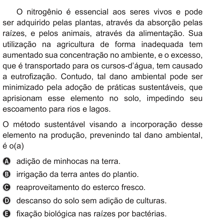 Questão 105 no caderno Azul do ENEM PPL 2019