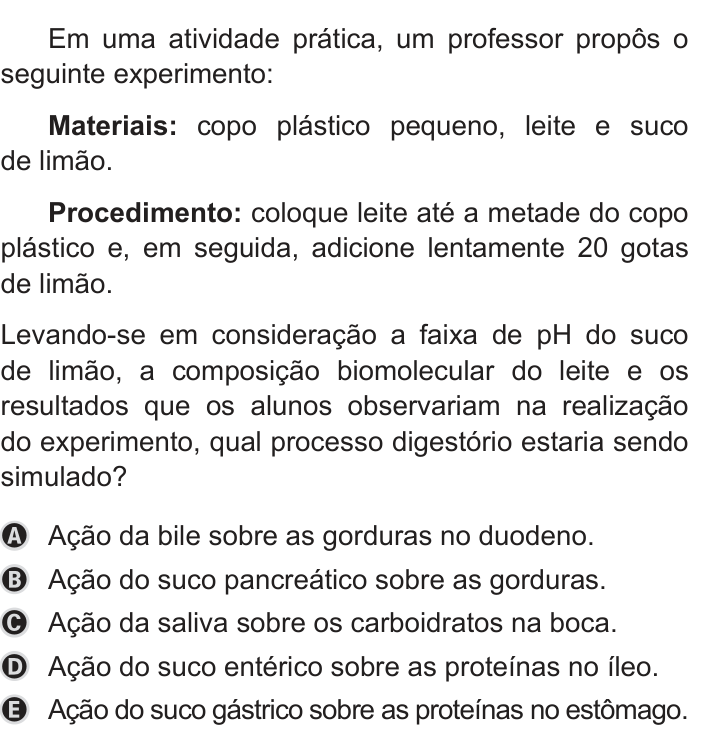 Questão 115 no caderno Azul do ENEM PPL 2019