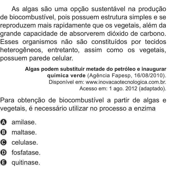 Questão 119 no caderno Azul do ENEM PPL 2019