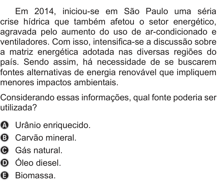 Questão 120 no caderno Azul do ENEM PPL 2019