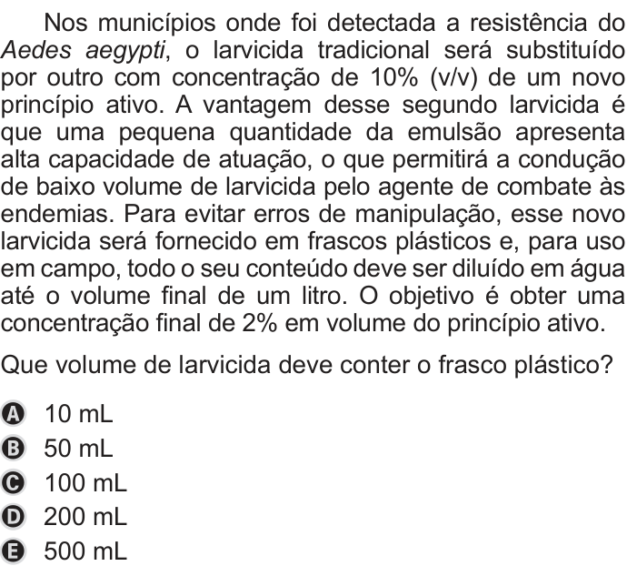Questão 123 no caderno Azul do ENEM PPL 2019