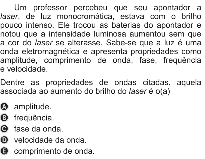 Questão 124 no caderno Azul do ENEM PPL 2019