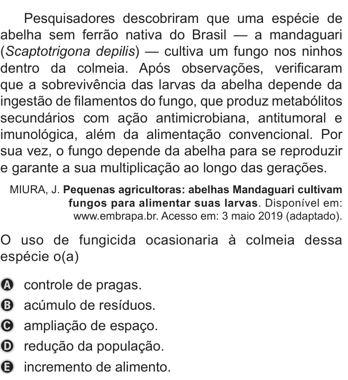 Questão 133 no caderno Azul do ENEM PPL 2019