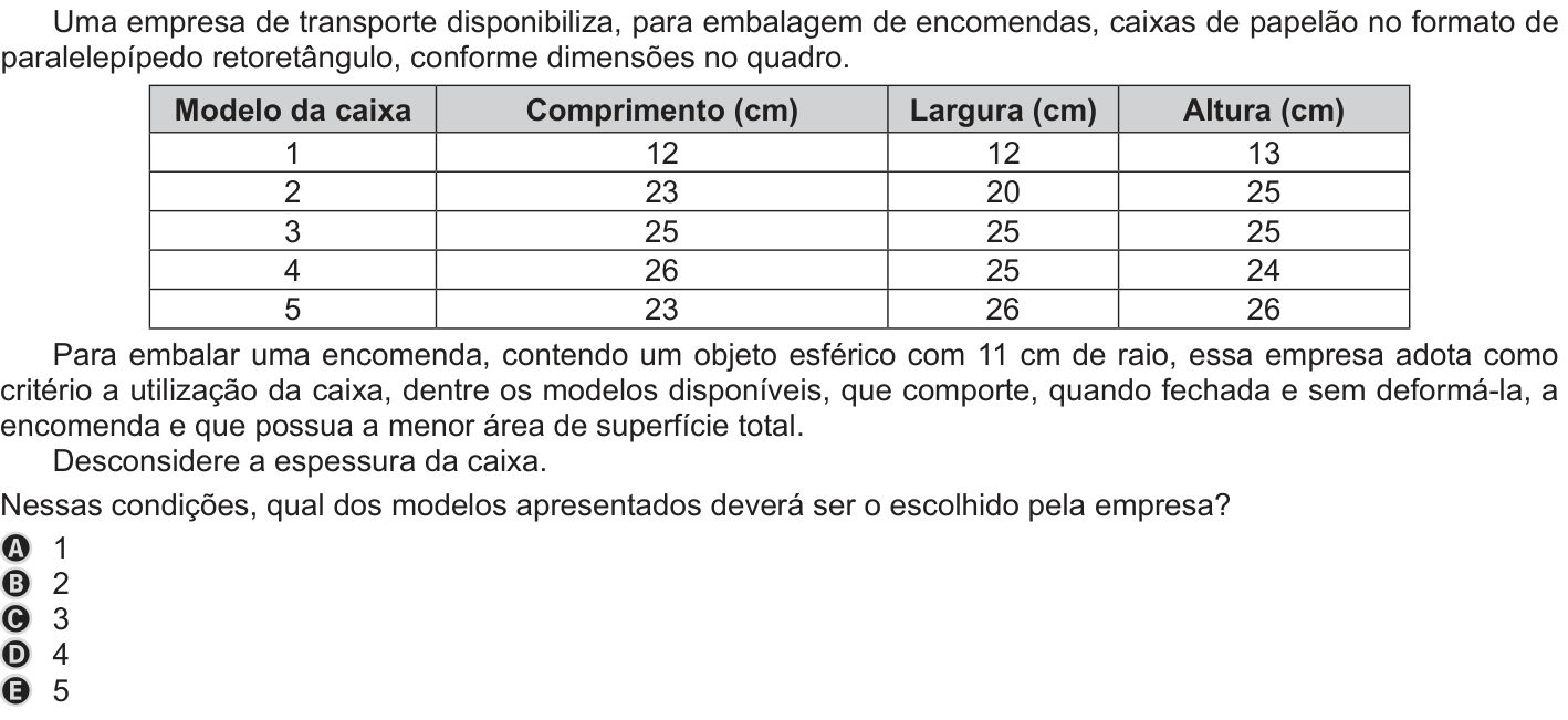Questão 137 no caderno Azul do ENEM PPL 2019