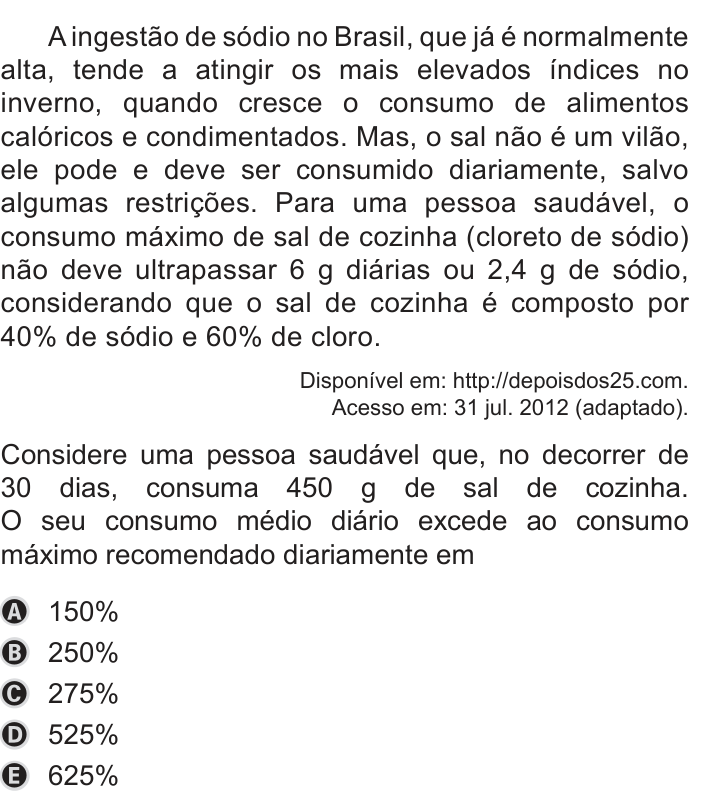 Questão 146 no caderno Azul do ENEM PPL 2019