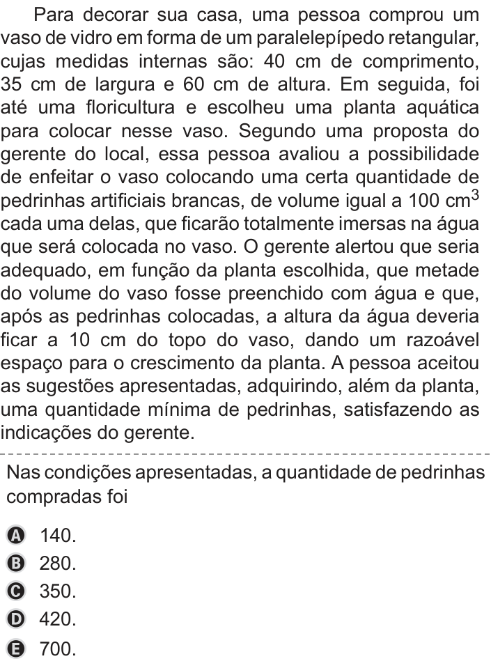 Questão 162 no caderno Azul do ENEM PPL 2019