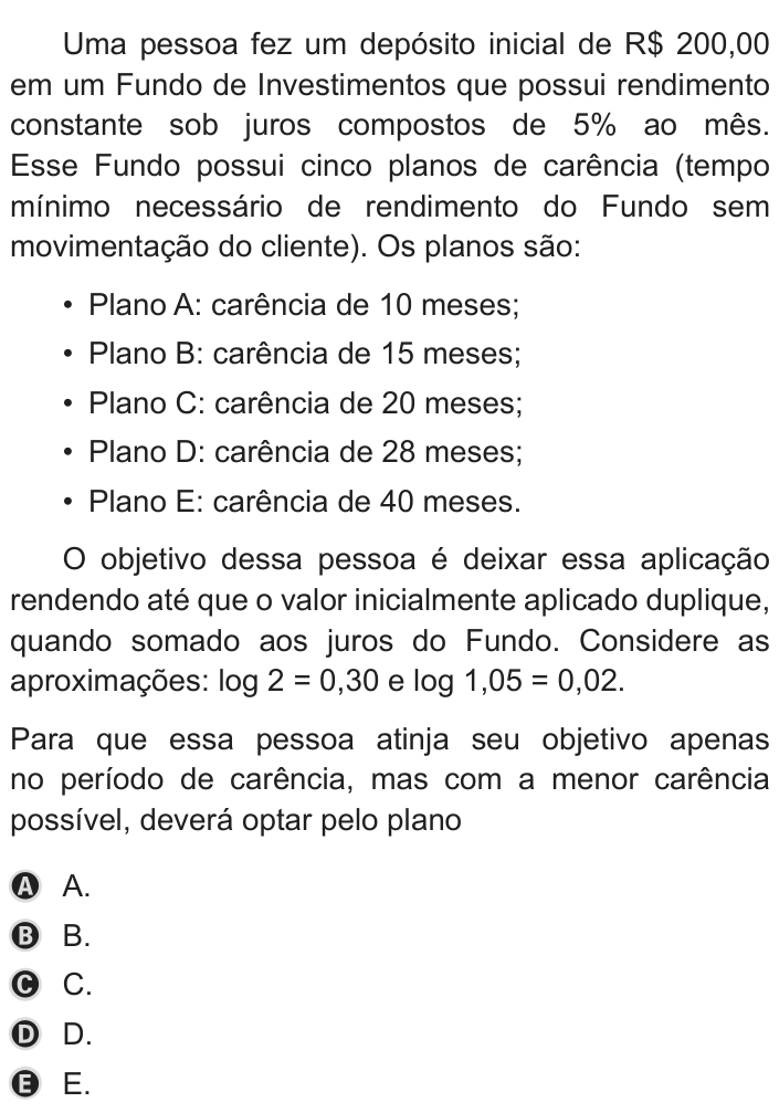 Questão 169 no caderno Azul do ENEM PPL 2019