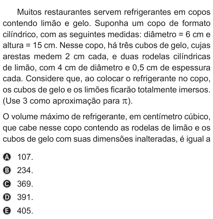 Questão 170 no caderno Azul do ENEM PPL 2019