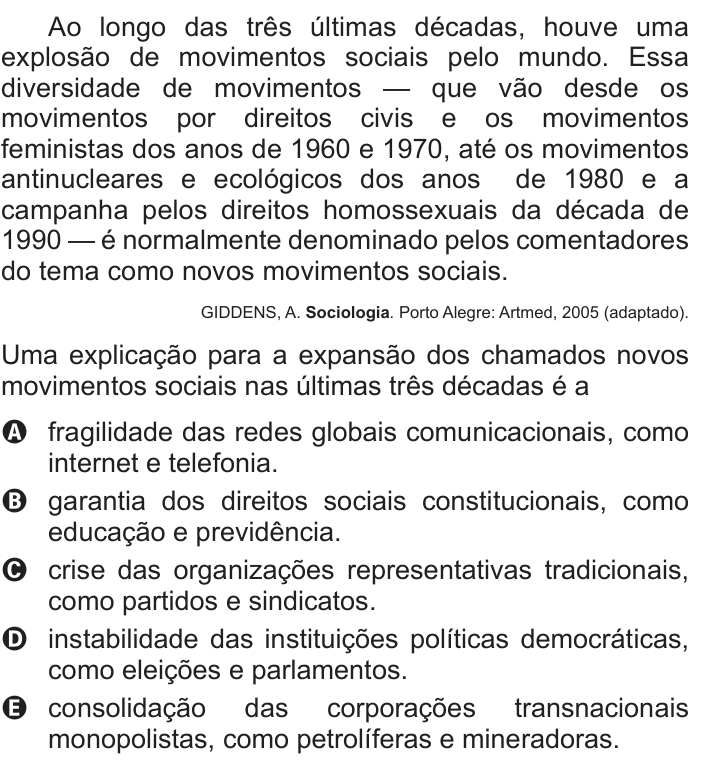 Questão 1 no caderno Branco do ENEM PPL 2013