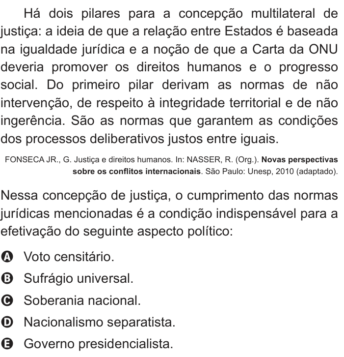 Questão 6 no caderno Branco do ENEM PPL 2013