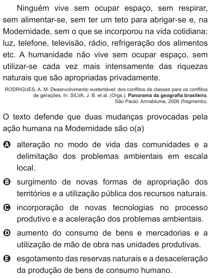 Questão 10 no caderno Branco do ENEM PPL 2013