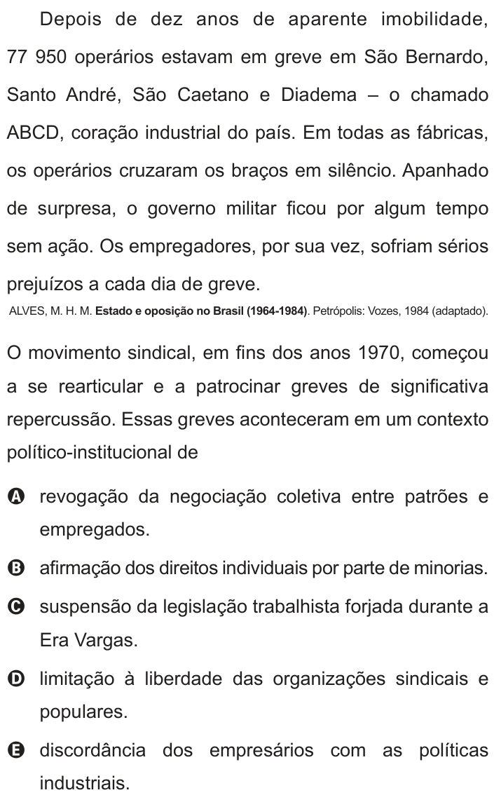 Questão 12 no caderno Branco do ENEM PPL 2013