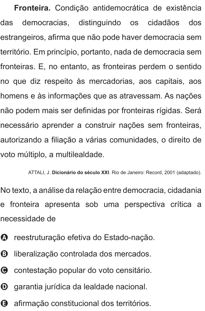 Questão 13 no caderno Branco do ENEM PPL 2013